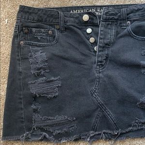 American Eagle black distressed denim skirt